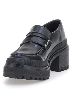Mocassini Neri Platform con Brillantini 01-BETTYFLOWERS Discount