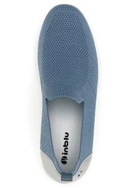 Mocassini Slip on blu in tessuto tecnico con zeppa 66IC-INBLU Outlet