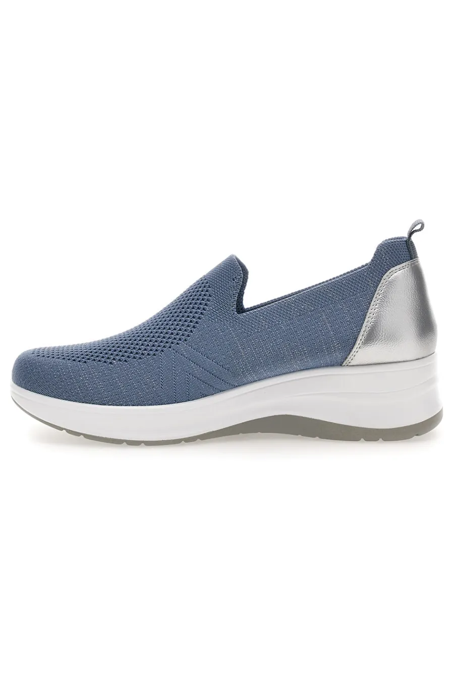 Mocassini Slip on blu in tessuto tecnico con zeppa 66IC-INBLU Outlet