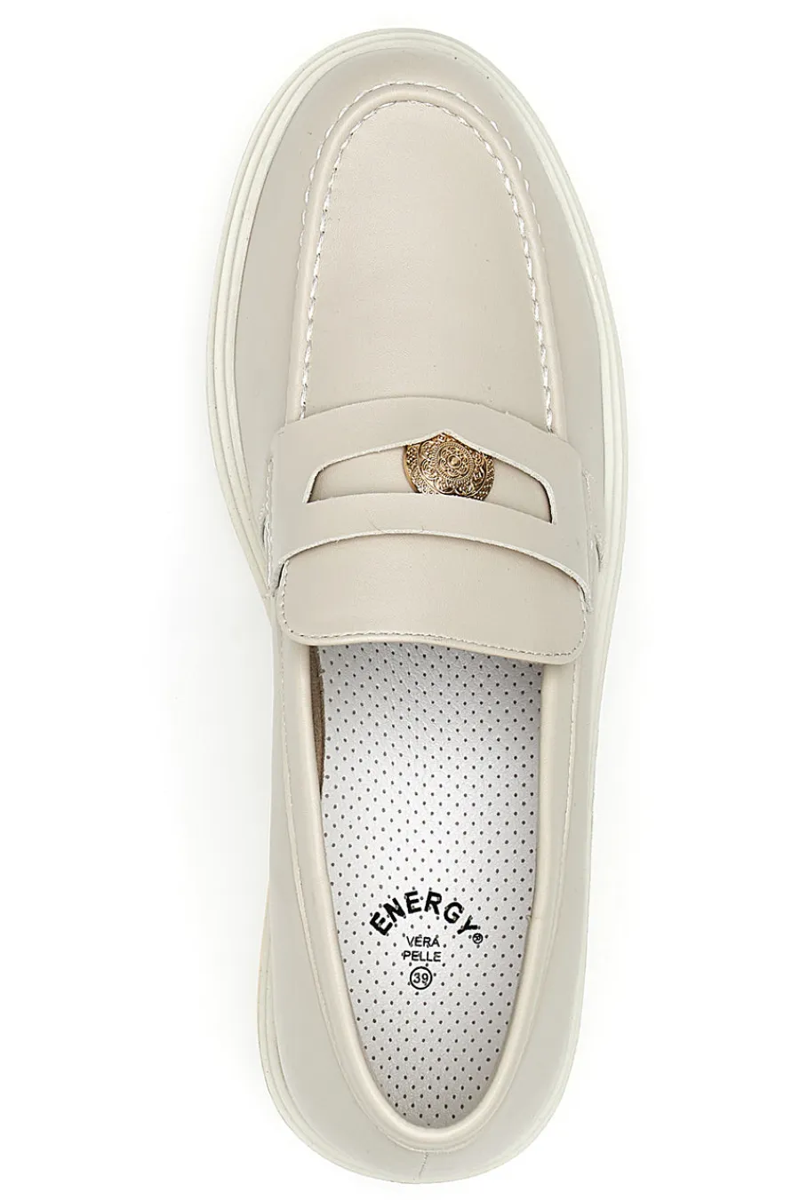 Mocassino Beige e Dettagli Oro 1303-ENERGY New