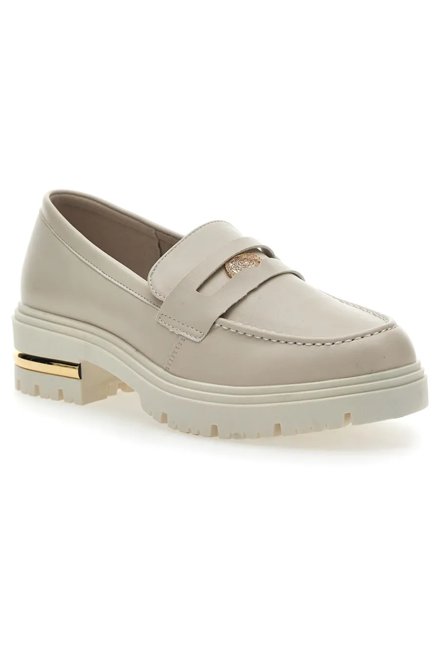 Mocassino Beige e Dettagli Oro 1303-ENERGY New