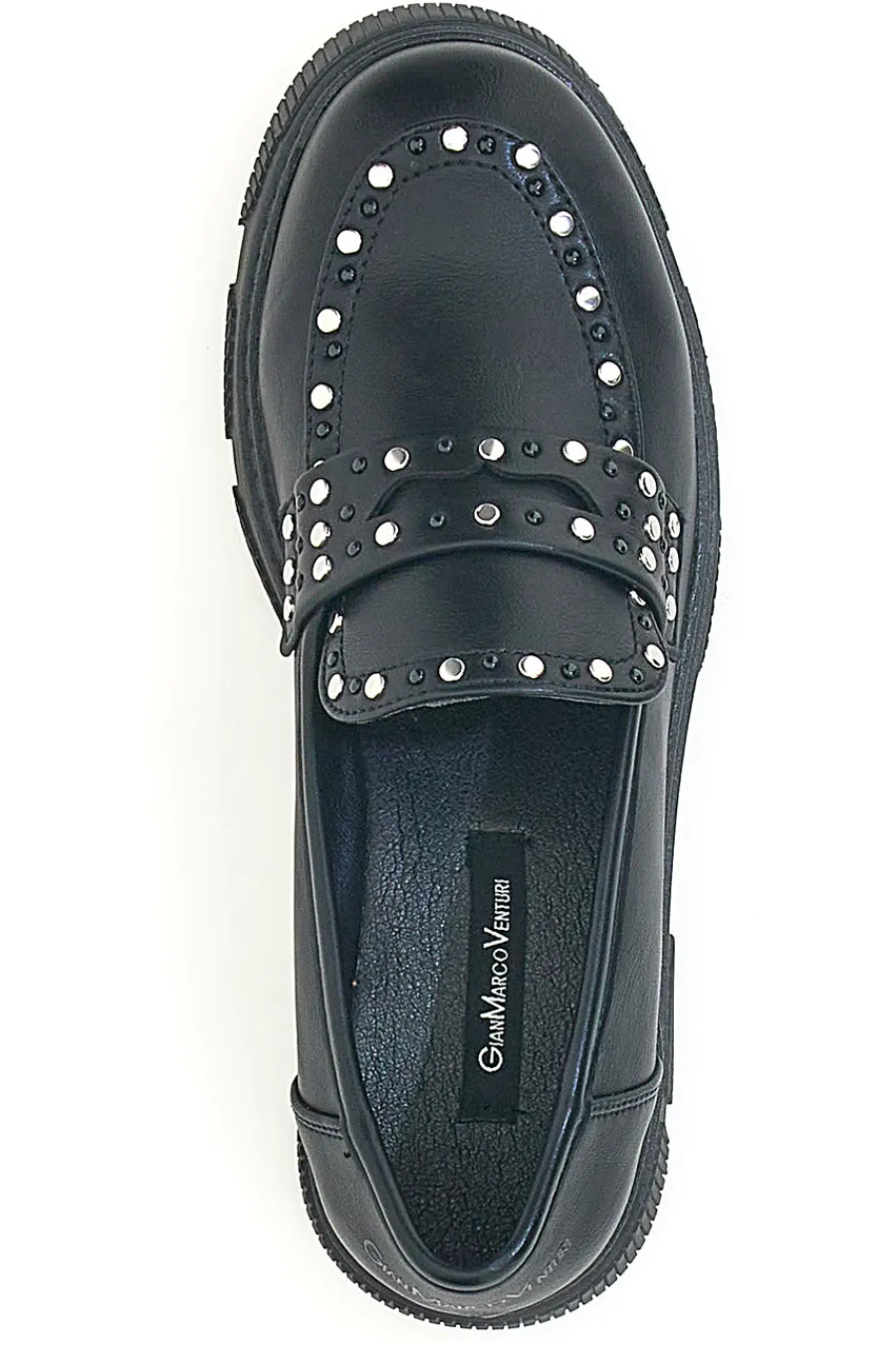 Mocassino Nero Con Borchie Gianmarco Venturi 0322-GMV New