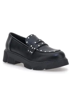 Mocassino Nero Con Borchie Gianmarco Venturi 0322-GMV New