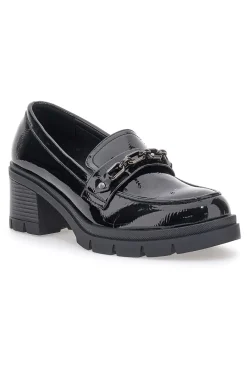 Mocassino nero effetto vernice con tacco a blocco CAFE' COST H60193-CAFÈ COST Clearance