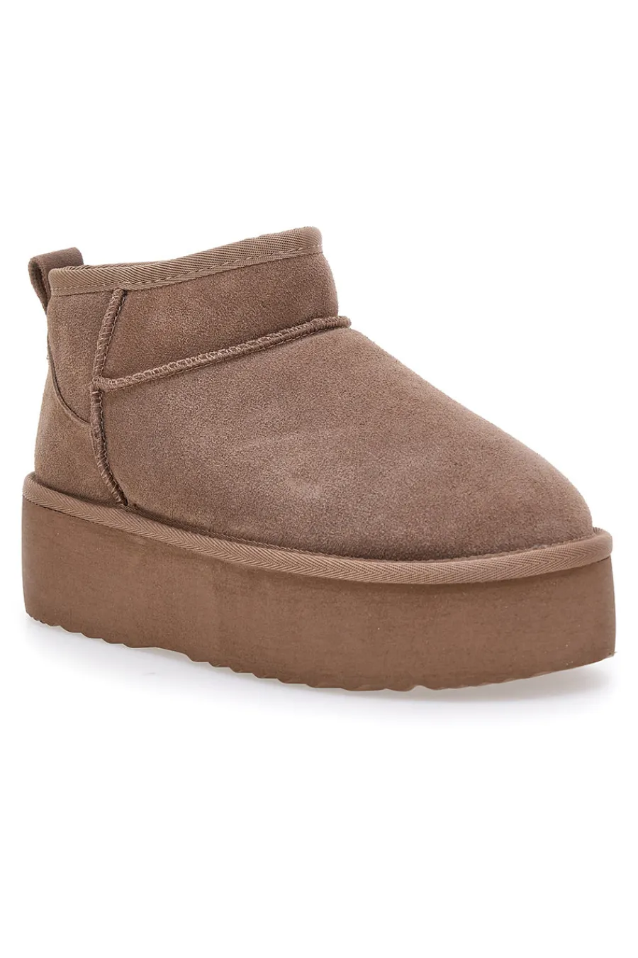 L1250 – Kamelfarbene Slipper-Stiefeletten mit Plateausohle in Wildlederoptik-MON DIEU Clearance