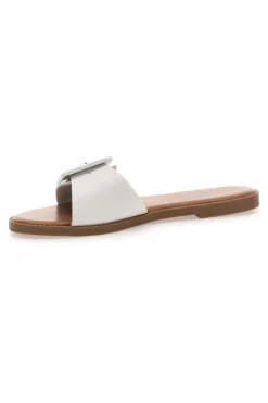PREA1330 Damen-Slipper im Minimal-Chic-Stil in Weiß mit Maxi-Schnalle-MON DIEU