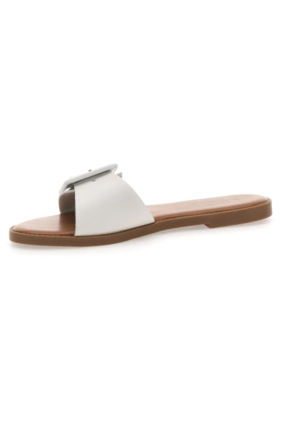PREA1330 Damen-Slipper im Minimal-Chic-Stil in Weiß mit Maxi-Schnalle-MON DIEU