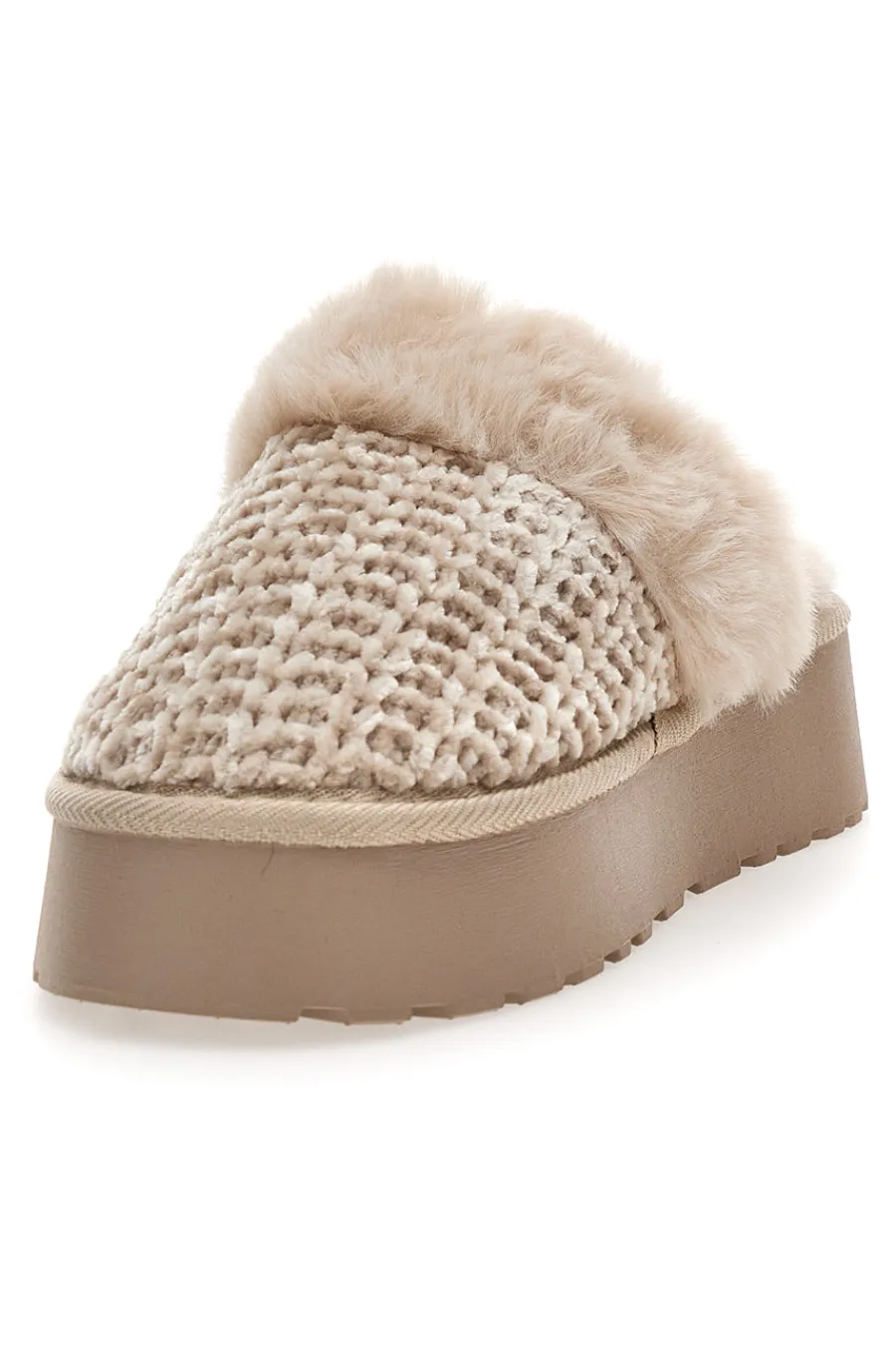 Pantofole beige intrecciate con interno in peluche S79Y310-SUPERGA Best