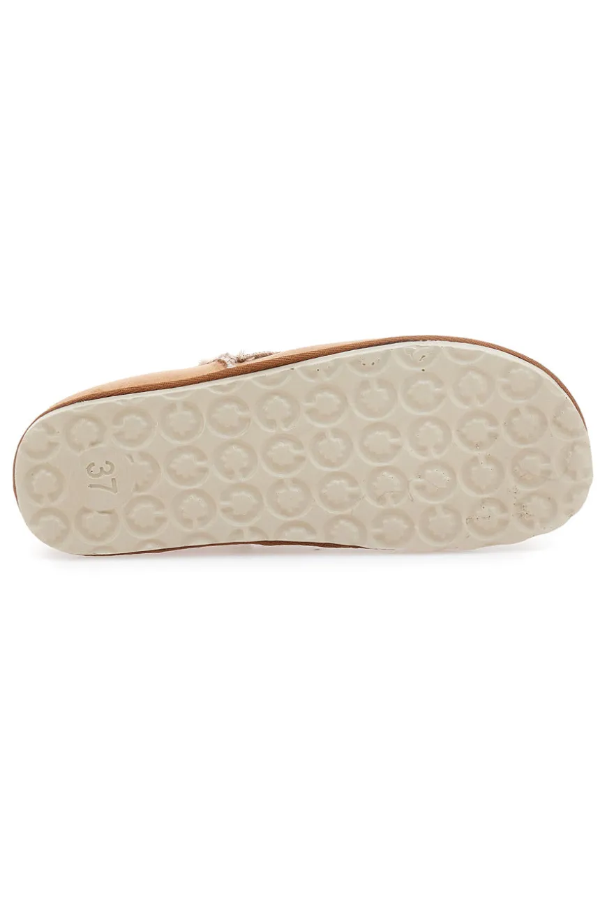 Pantofole Camel con plantare estraibile e pelliccia INBLU 41 CS