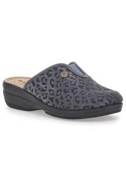 Pantofole grigie motivo animalier con sottopiede in pelle 16L-INBLU Hot