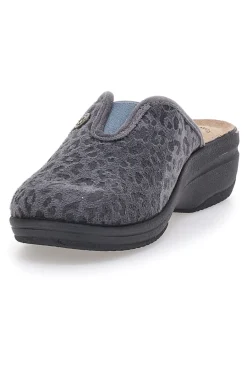 Pantofole grigie motivo animalier con sottopiede in pelle 16L-INBLU Hot