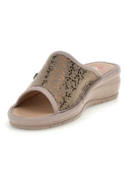 Pantofole Tortora con fascia traforata 7555-LINEA COMODA Clearance