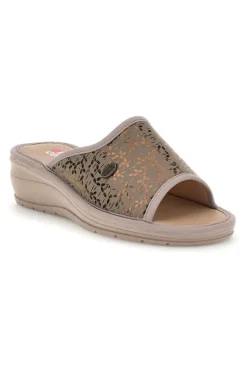Pantofole Tortora con fascia traforata 7555-LINEA COMODA Clearance