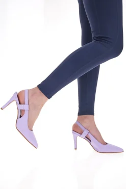 006 Lilafarbene Slingback-Pumps aus Mikrofaser-PITTARELLO ELITE Sale