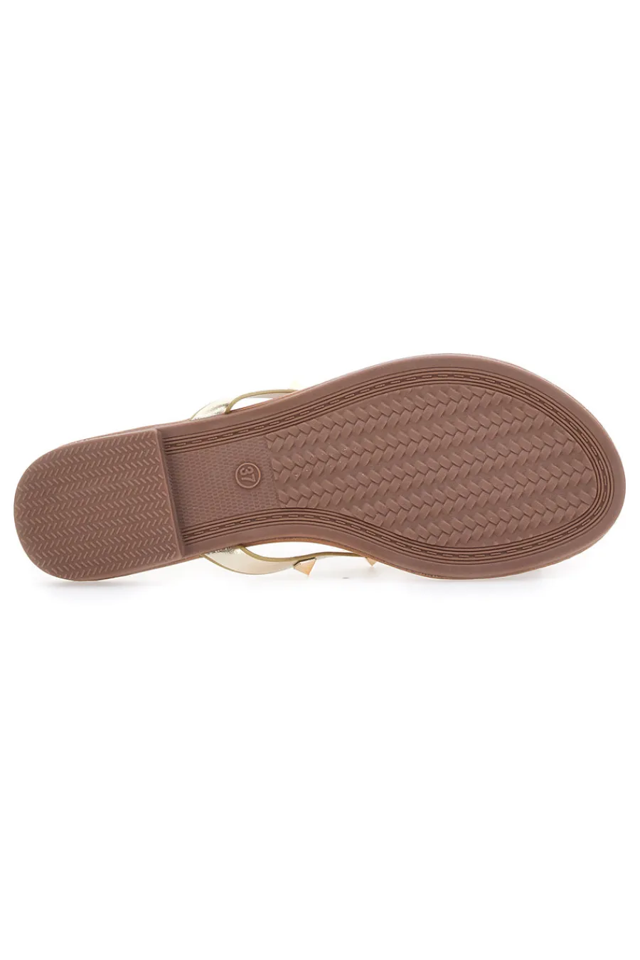 Platin Flip Flops mit Schleife und Nieten PREA842-MON DIEU Hot