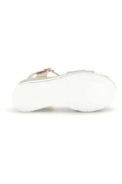 Platin-Sandalen mit Keil und Zierkette E425-ENERGY Clearance
