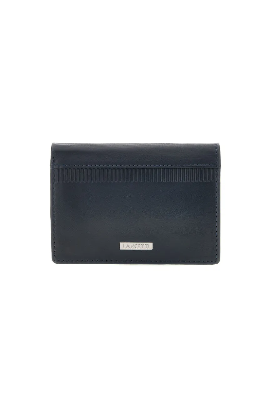 Portafoglio Verticale Blu Navy in Pelle con Protezione RFID Lancetti LL26S-766-72