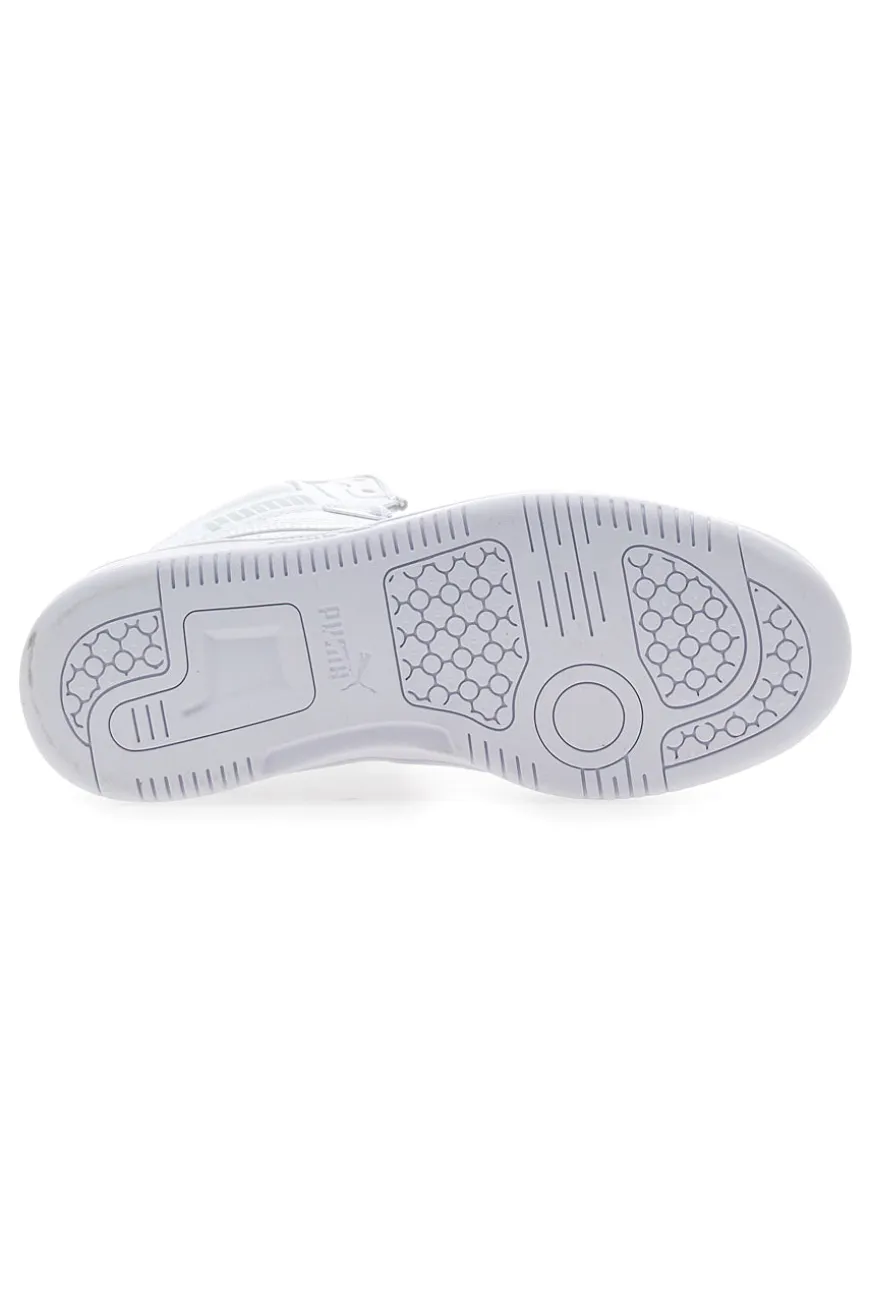 Puma – Rebound V6 Mid Jr – Halbhohe Sneakers mit perforiertem Obermaterial in Weiß