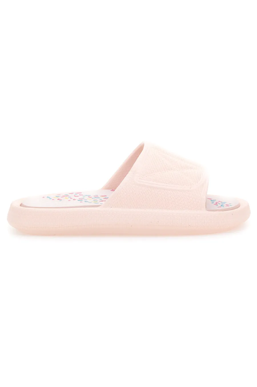 Rosa Gummi-Slipper mit breitem, verziertem Fußbett 1055-2T2L