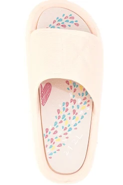 Rosa Gummi-Slipper mit breitem, verziertem Fußbett 1055-2T2L