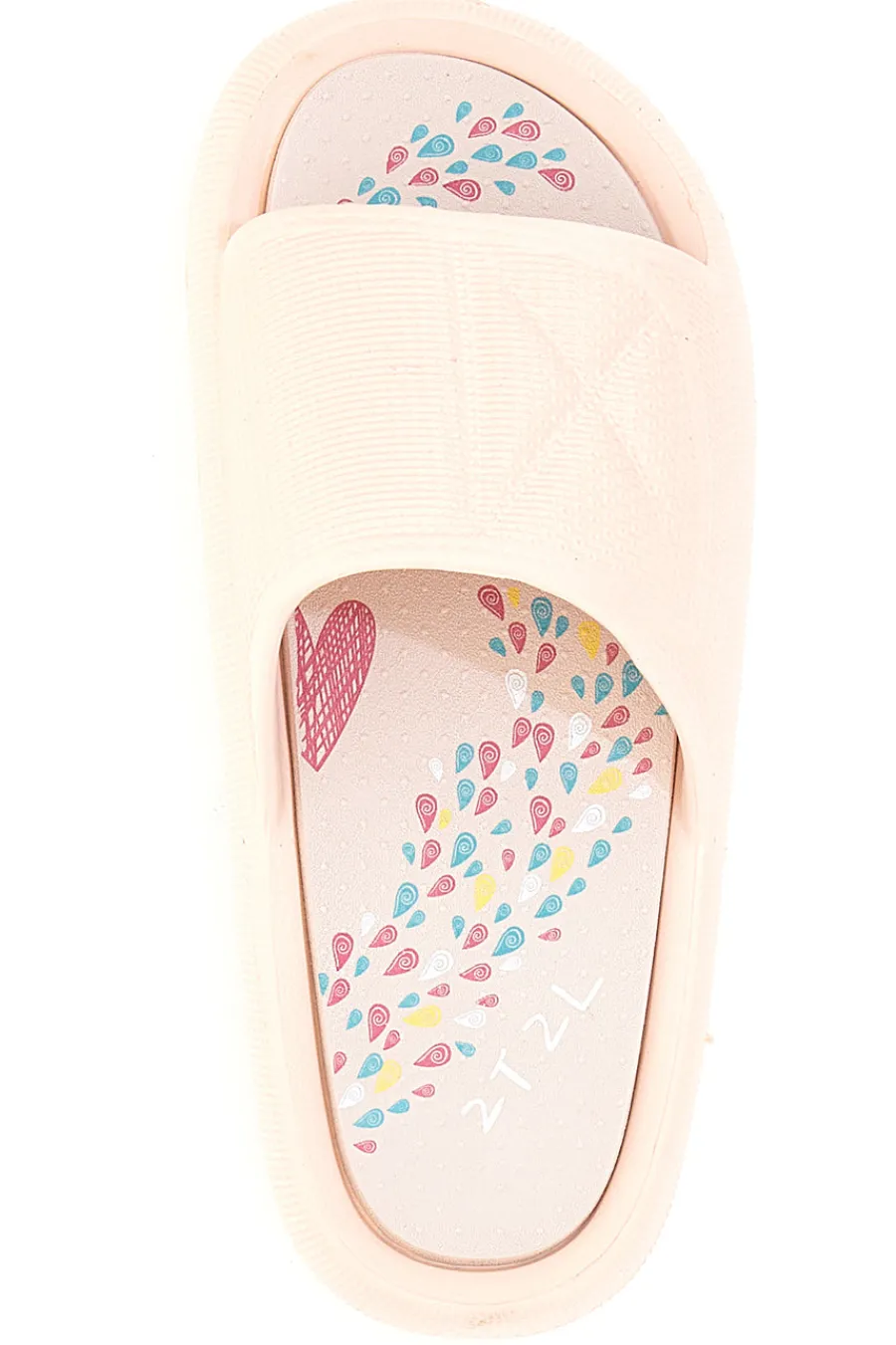Rosa Gummi-Slipper mit breitem, verziertem Fußbett 1055-2T2L