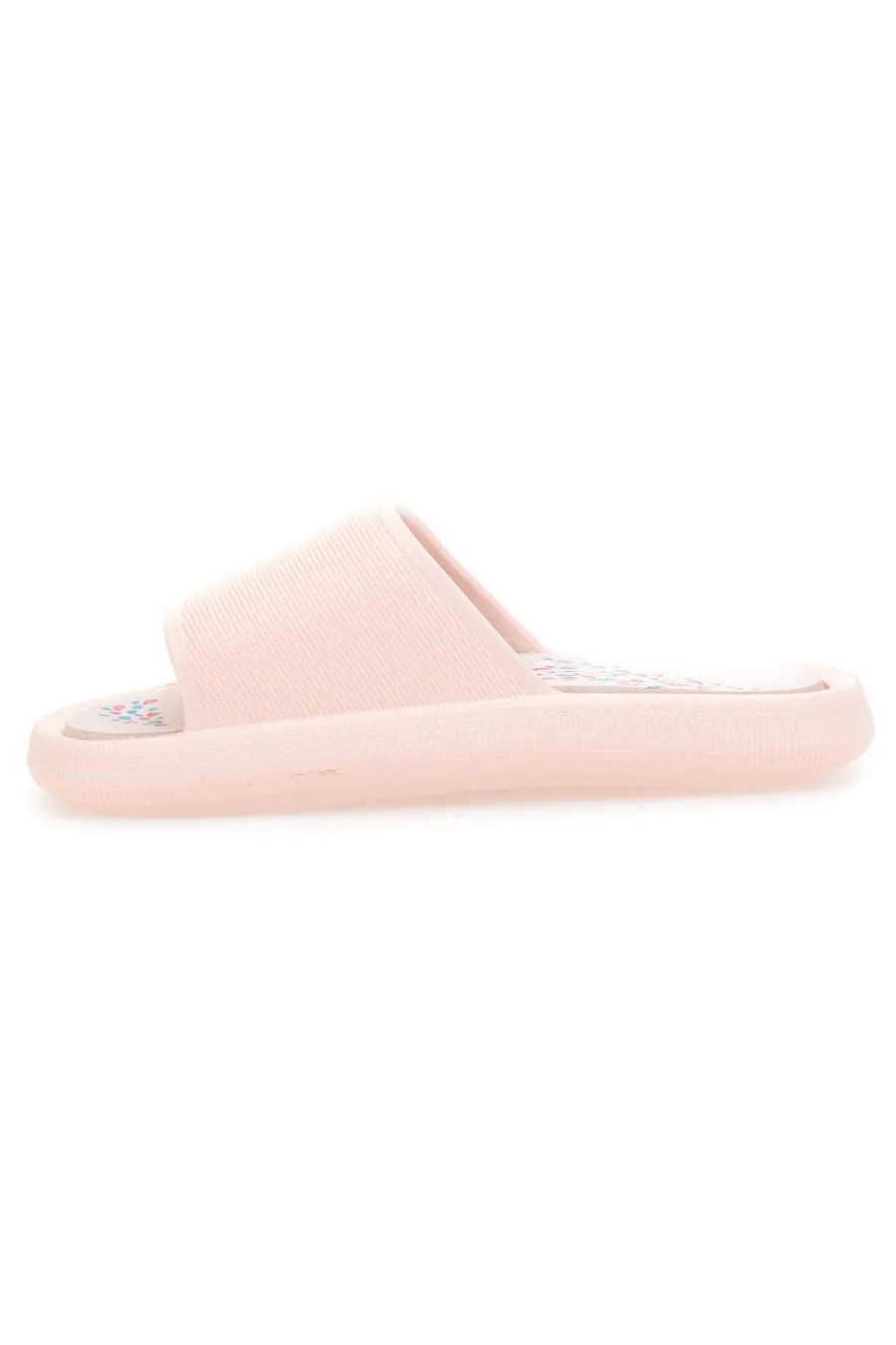 Rosa Gummi-Slipper mit breitem, verziertem Fußbett 1055-2T2L
