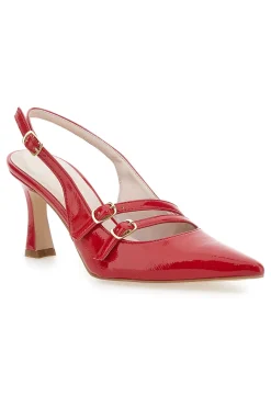 Rote spitze Slingback-Pumps mit Lackeffekt 3591-PITTARELLO GLAM New