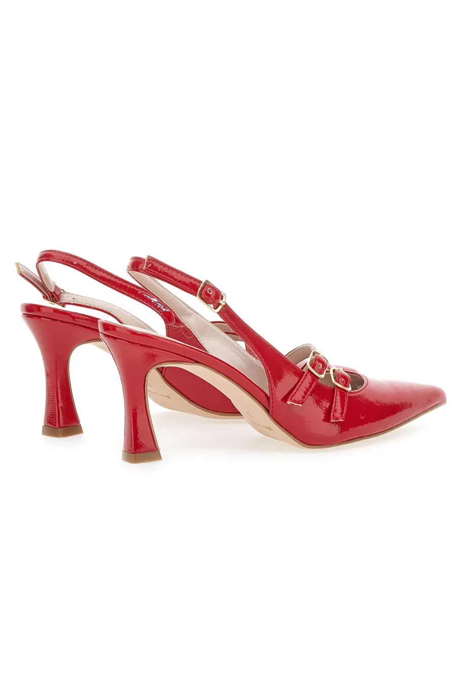Rote spitze Slingback-Pumps mit Lackeffekt 3591-PITTARELLO GLAM New