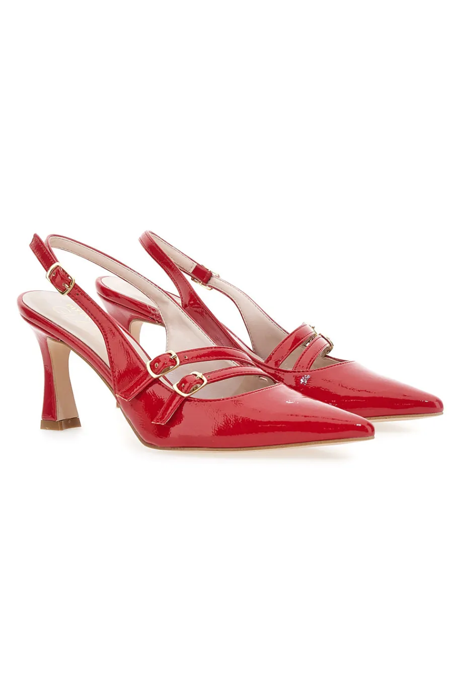 Rote spitze Slingback-Pumps mit Lackeffekt 3591-PITTARELLO GLAM New