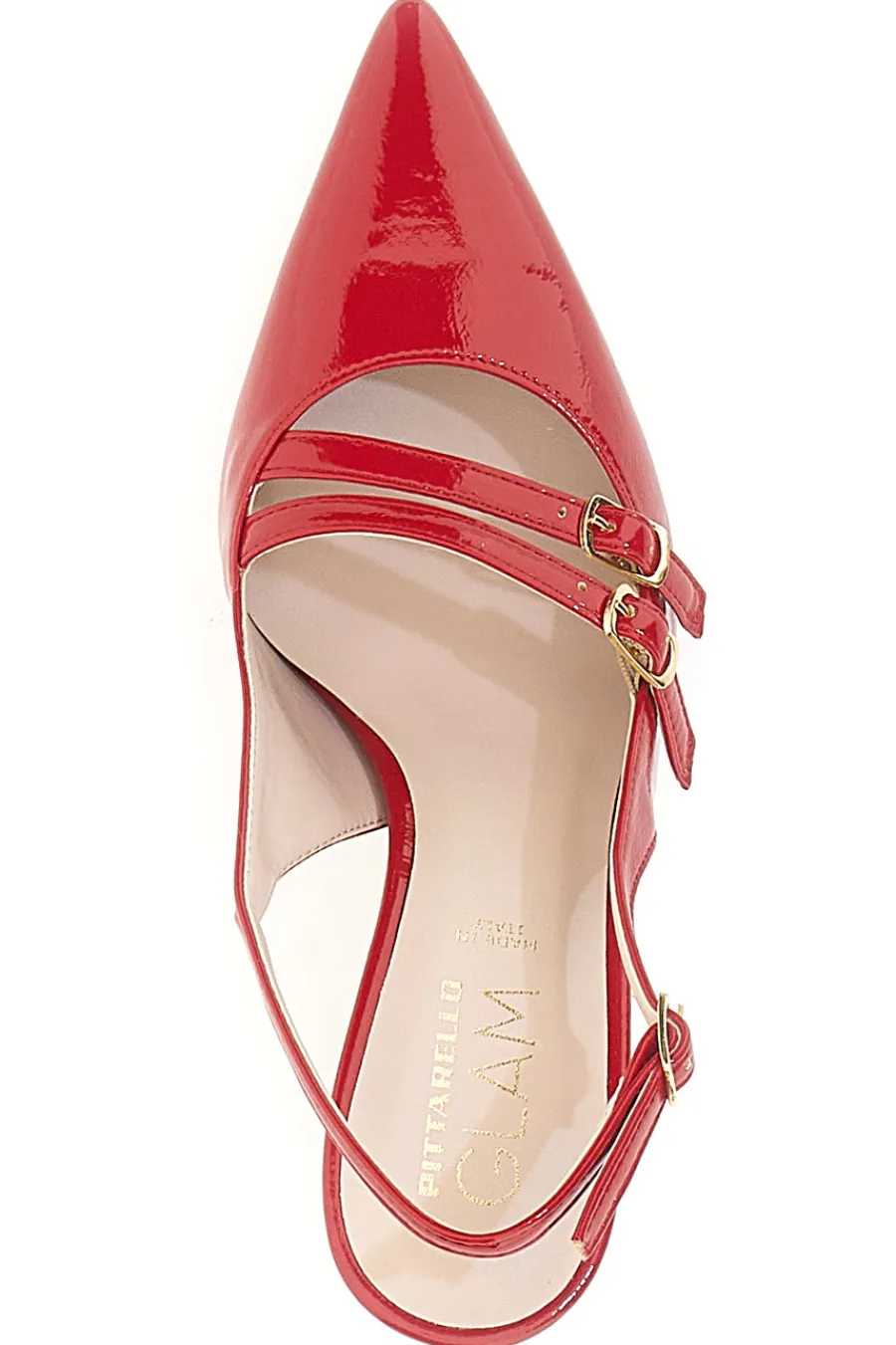 Rote spitze Slingback-Pumps mit Lackeffekt 3591-PITTARELLO GLAM New