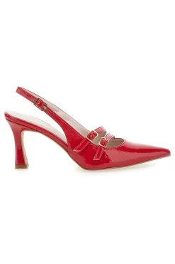 Rote spitze Slingback-Pumps mit Lackeffekt 3591-PITTARELLO GLAM New