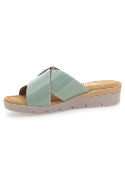 Salbeigrüne Slipper mit Schnalle und Komfortsohle COMFORTABLE LINE 8018-LINEA COMODA