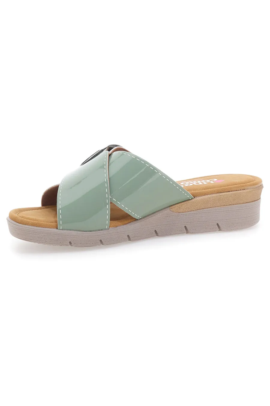 Salbeigrüne Slipper mit Schnalle und Komfortsohle COMFORTABLE LINE 8018-LINEA COMODA