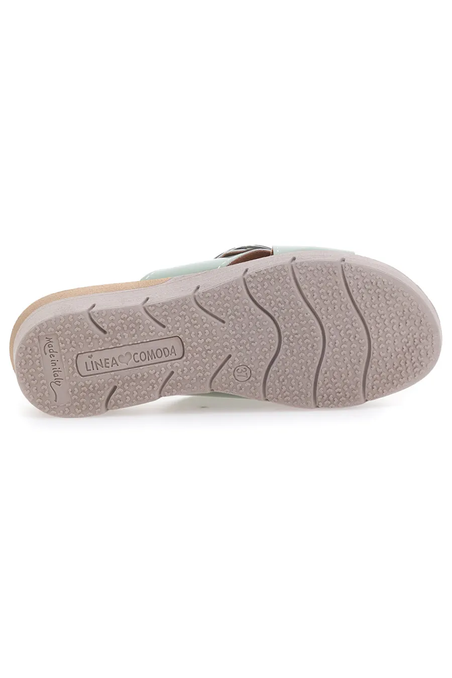 Salbeigrüne Slipper mit Schnalle und Komfortsohle COMFORTABLE LINE 8018-LINEA COMODA
