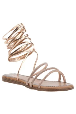 Sandalen in Roségold mit Riemchen und Schnürsenkeln mit Strasssteinen Me & Me 1772-ME u0026 ME Best