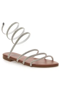 Sandali Alla Schiava Bianchi con Glitter PRE9300-THE FIRST CHIC Discount