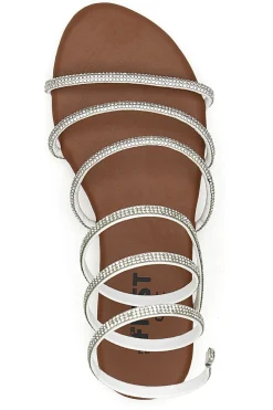 Sandali Alla Schiava Bianchi con Glitter PRE9300-THE FIRST CHIC Discount