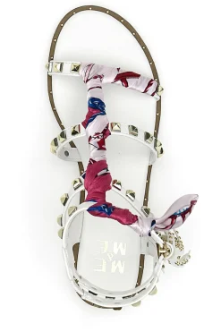 Sandali alla Schiava Bianchi con Borchie Me & Me 1532-ME u0026 ME New