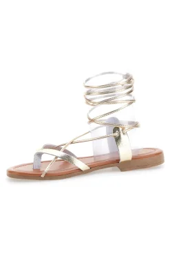 Sandali alla Schiava in Vera Pelle color Platino 711-PRIMA RIGA
