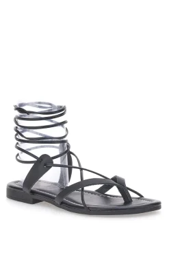Sandali alla Schiava in Vera Pelle Neri 711-PRIMA RIGA Outlet