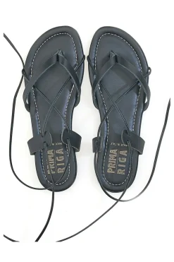 Sandali alla Schiava in Vera Pelle Neri 711-PRIMA RIGA Outlet