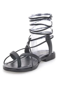 Sandali alla Schiava in Vera Pelle Neri 711-PRIMA RIGA Outlet