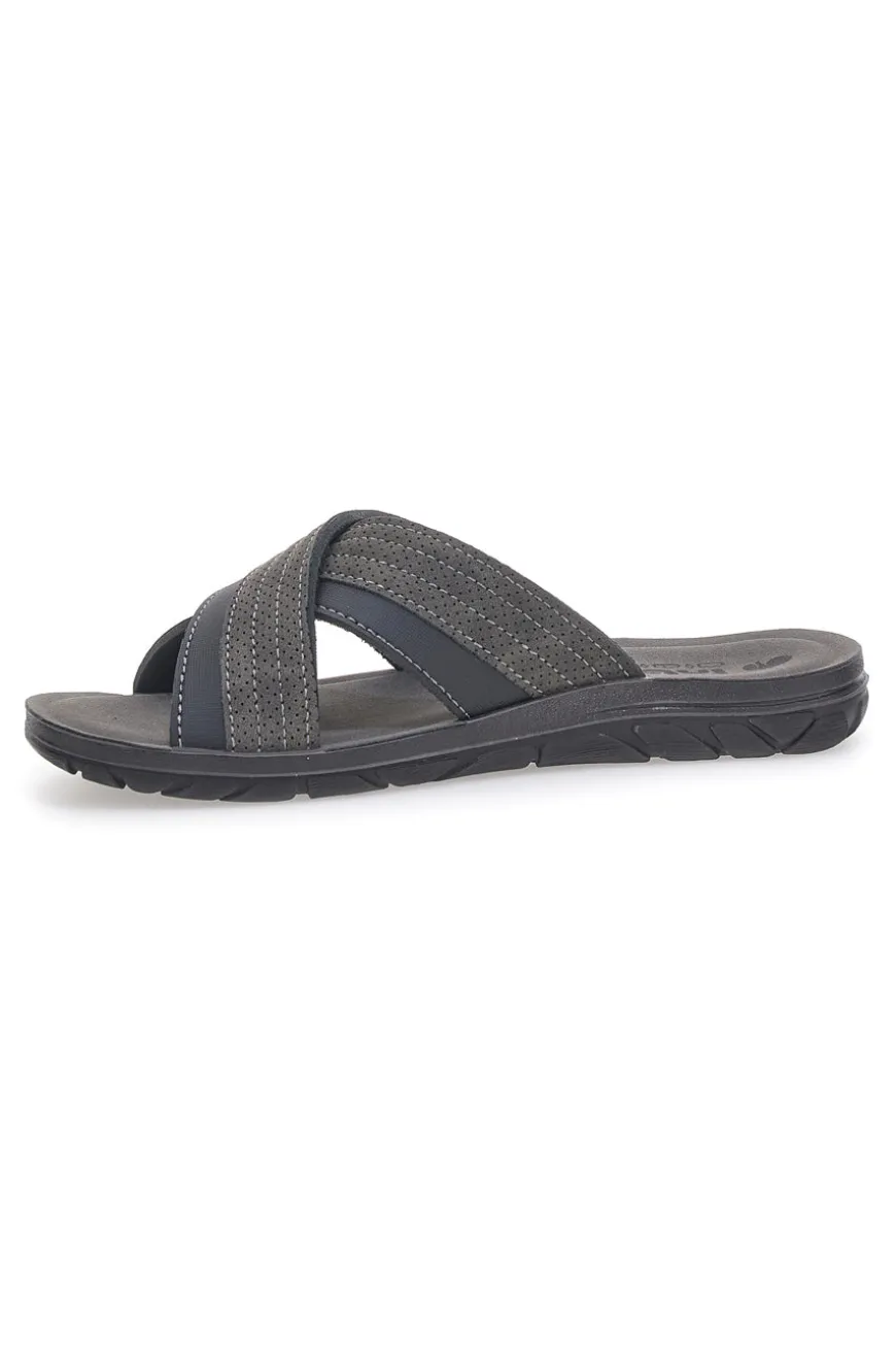 Sandali antracite con fasce incrociate e sottopiede comfort INBLU 03 VT