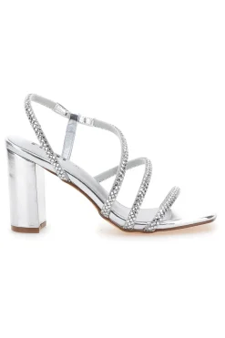 Sandali Argento Con Cinturino e Dettagli Brillanti 255-THE FIRST New
