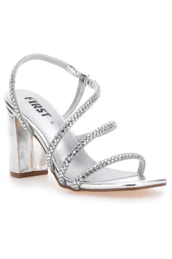 Sandali Argento Con Cinturino e Dettagli Brillanti 255-THE FIRST New