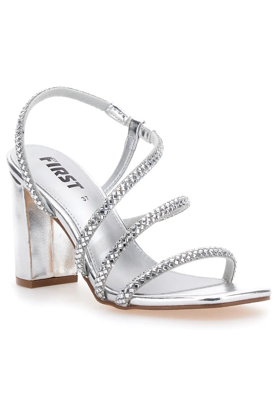 Sandali Argento Con Cinturino e Dettagli Brillanti 255-THE FIRST New