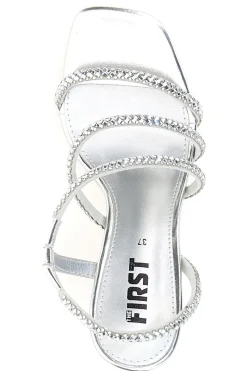 Sandali Argento Con Cinturino e Dettagli Brillanti 255-THE FIRST New