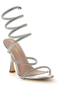 Sandali argento con strass e laccio a spirale P711-FIRST LADY Outlet