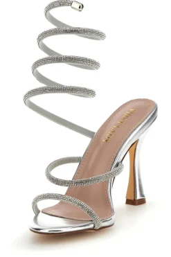 Sandali argento con strass e laccio a spirale P711-FIRST LADY Outlet