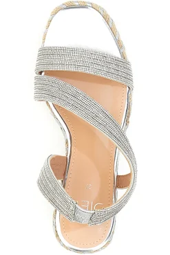 Sandali Argento con Zeppa con Glitter 602-MON DIEU Outlet